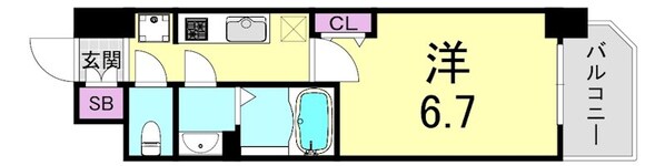 大国町駅 徒歩5分 11階の物件間取画像